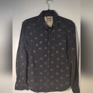 JNCO Dark Blue Floral Button Down Shirt Size S #556